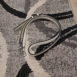 White/black faux leather crossbody Replacement strap silver Toned Clasps